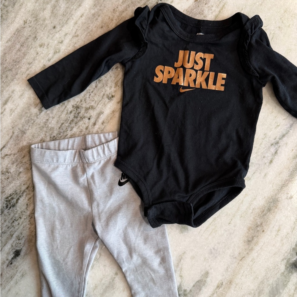Nike Black and Gray Baby Outfit Set